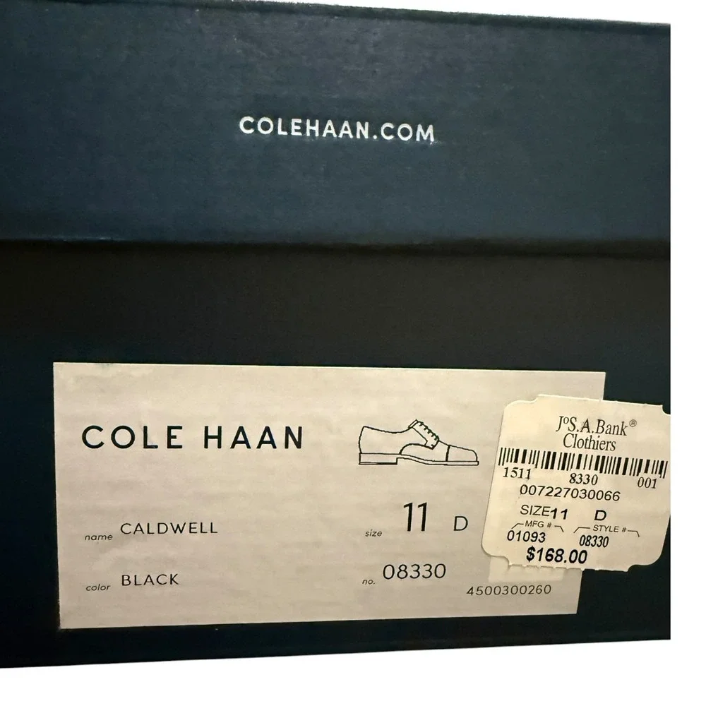 Cole Haan Caldwell Mens 11 D Black Leather Cap Toe Oxford Dress Shoes 08330‎